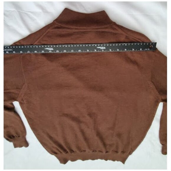Peter Millar Brown Wool Silk Cashmere Mock-Neck Sweater Size M Old Money Layer - Picture 8 of 8